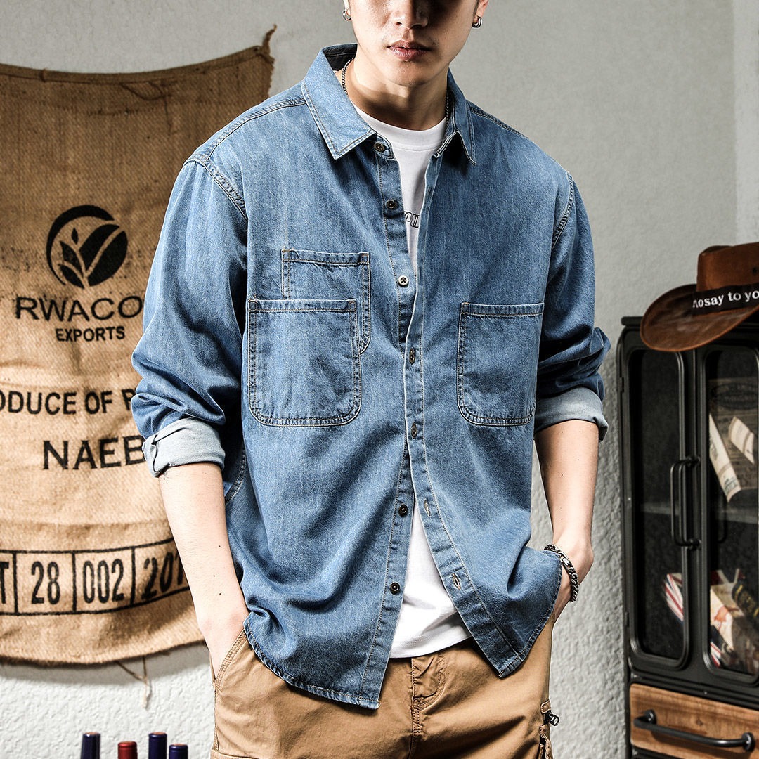 Winter Clothing Uae - Primavera Ruffian Bello Denim Utensili Camicia