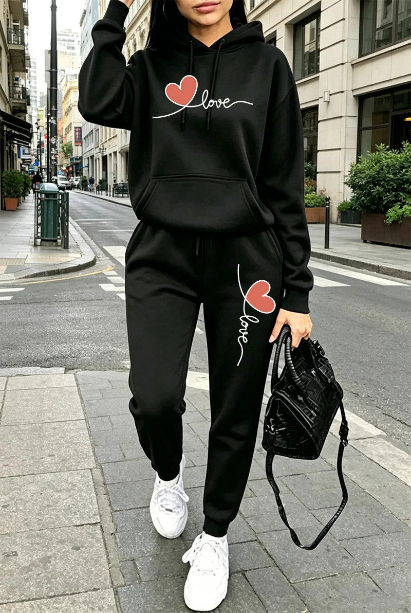 Winter Clothing Women'S - Tuta da donna con stampa, felpa
